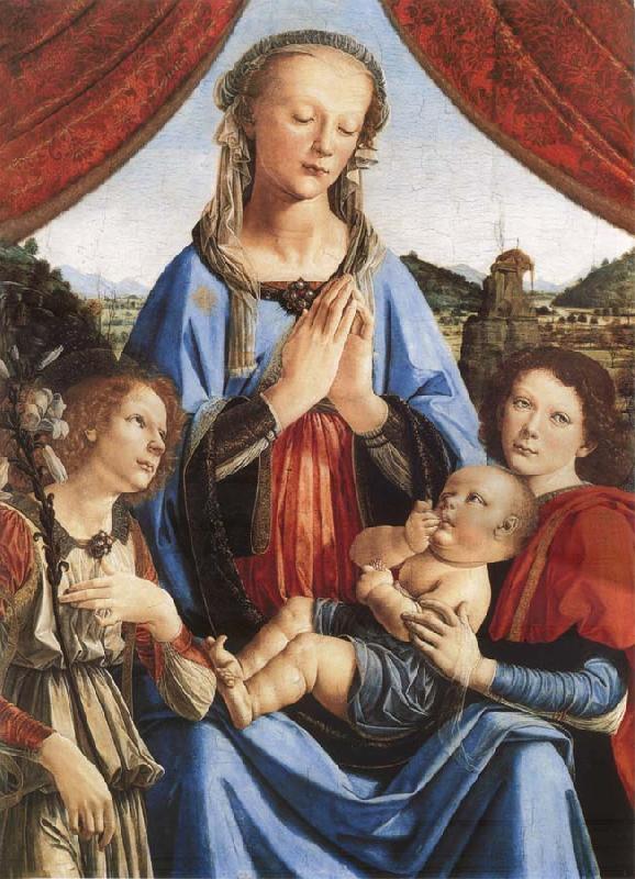 LEONARDO da Vinci Leonardo there Vinci and Andrea del Verrocchio, madonna with the child and angels oil painting picture